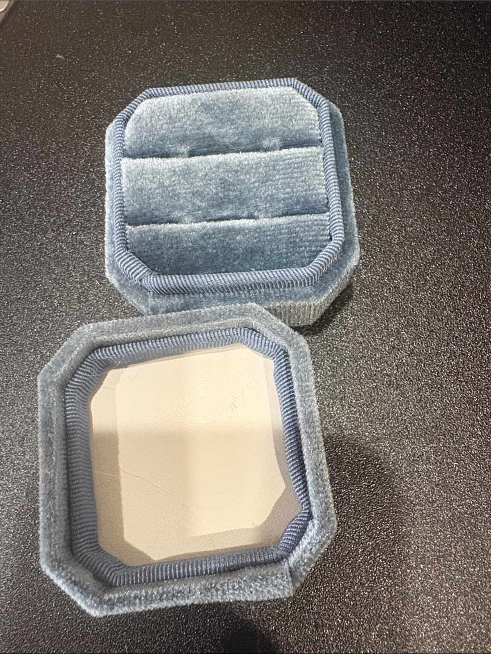 Velvet 3 Ring Jewelry Box in Light Blue